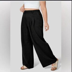 NWT Halara High Waisted Plicated Side Pocket Pants in Black Size 2X